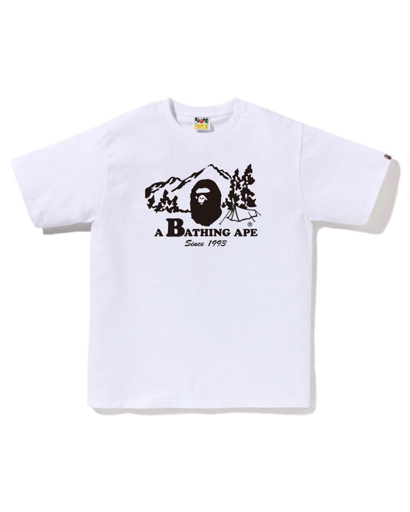 T Shirts Bape Camp Blanche Homme | EOE-49934490